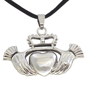 Celtic Claddagh Necklace Womens Silver Stainless Steel Clada Pendant