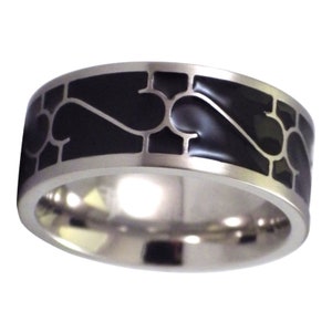 Steampunk Ring Womens Mens Black Stainless Steel Gothic Victorian Style Band 8mm Sizes 6-12