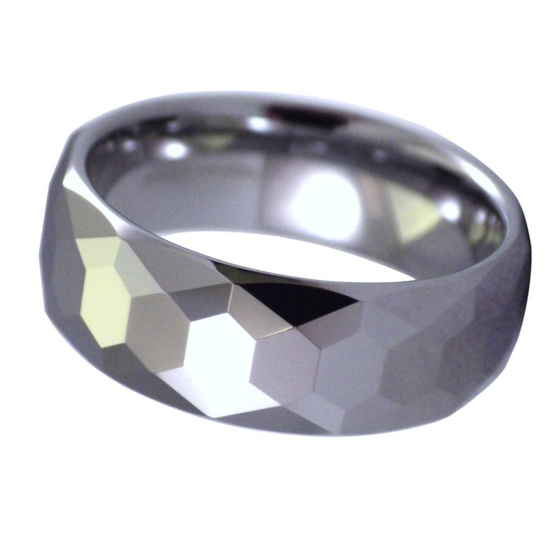 Hexagon Faceted Tungsten Ring Mens Wedding Band Size 13 Etsy