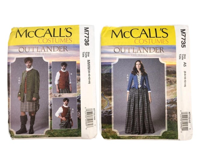 Mccalls Outlander Series Costume Sewing Patterns M7736 MWW & M7835 A5 ...