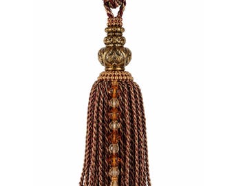 Vintage Tassel Tieback Burgundy Gold Decorative Tassel Curtain Tieback Ornate Fringe Home Decor 1990s