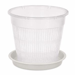 6 Inch Clear Orchid Pot with Saucer, Clear Nursery Pot, Slotted Orchid Planter, Transparent Plant Pot, Indoor Houseplant Pot, Repotting Pot,
