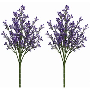 Juego de 2 arbustos de ramas de bayas moradas artificiales, ramo de bayas artificiales, adorno floral de estilo rústico, relleno para jarrones, decoración campestre, suministros para hacer coronas. imagen 1