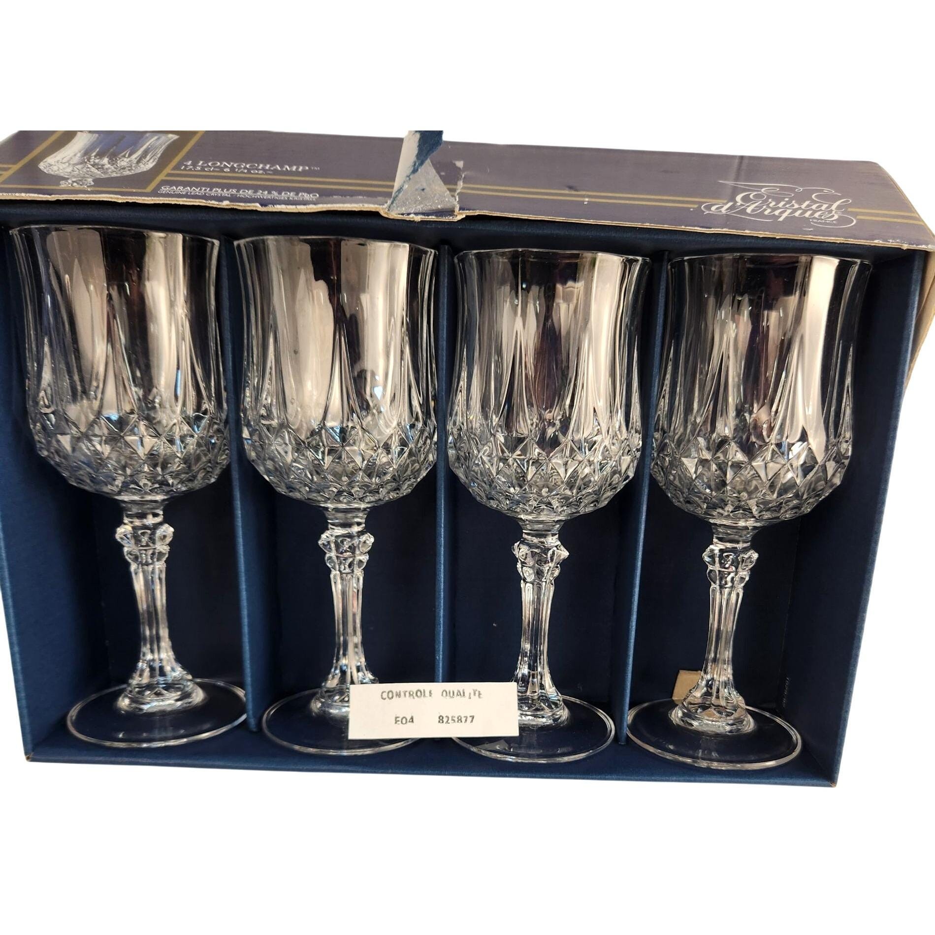Cristal DArques Longchamp Genuine Lead Crystal Wine Glasses Set Of 4 6 1/4 Oz. Elegant Design