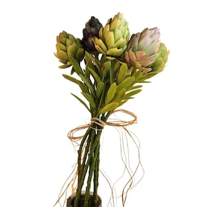 Artificial Protea Flower Stems Bouquet - Mixed Colors For Home Décor Wedding & Craft Use