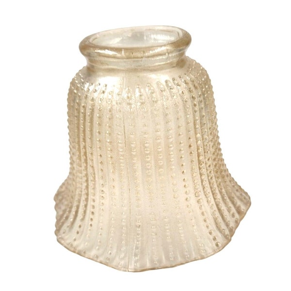 Vintage Carnival Glass 4 inch tall, Light cover, Amber Glass Dotted Ribbed Flared Ruffled Lamp shade