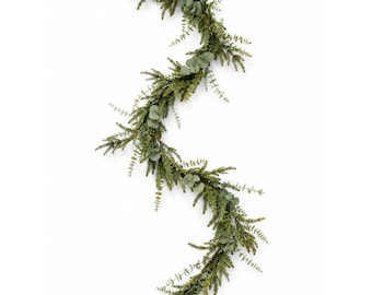 Norfolk Pine Garland, Eucalyptus Garland, Faux Christmas Garland, Mantel Garland, Winter Greenery, Wedding Arch Decor, Table Centerpiece, DI