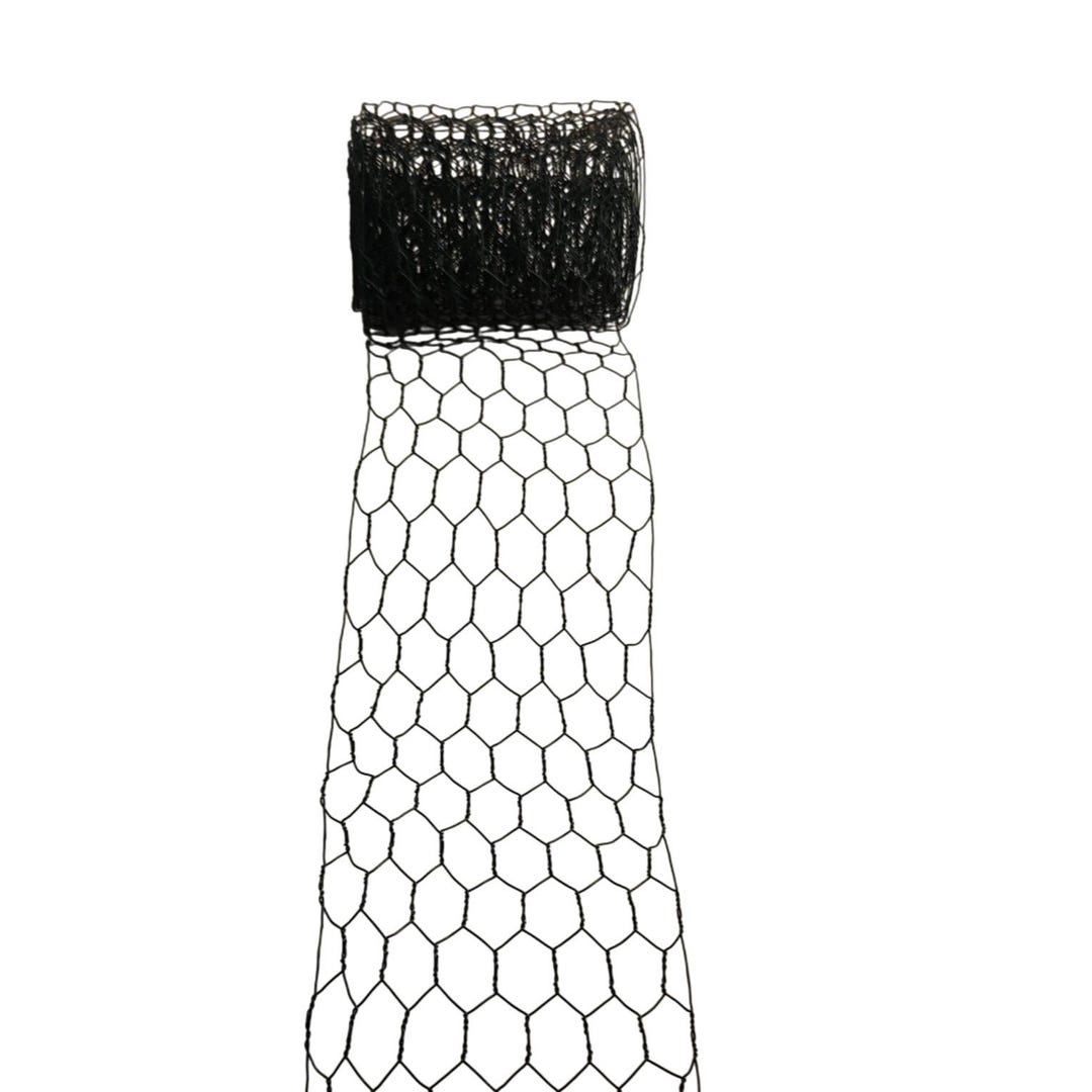 Chicken Wire Ribbon Roll 4 Inches Wide Hexagonal Mesh Black Crafting ...