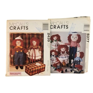 Raggedy Ann & Andy Doll Sewing Patterns: Vintage McCalls Crafts Set