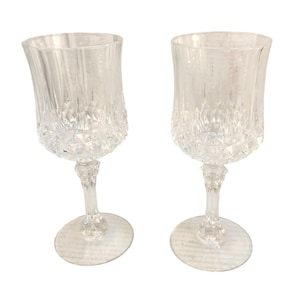 Vintage Crystal Wine Goblets Set Of 2 Elegant Glassware &quot; Cristal d&#39;Arques Wine Glasses Barware