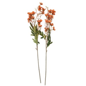 Terracotta Coral Dogwood Stems Faux Wax Flower Burnt Orange Floral Fall Decor 24 Inch