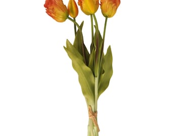 Faux Parrot Tulip Bouquet Set of 5 | Artificial Spring Flowers for Easter Decor