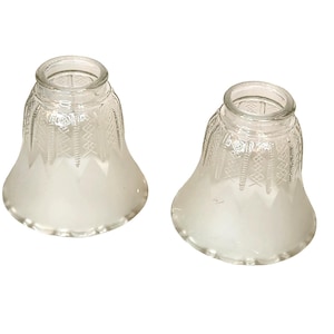 Vintage Frosted Glass Ruffled Lamp Shade - Victorian Style (Set of 2)