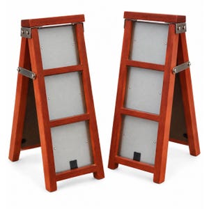 Vintage Hallmark Step Ladder Picture Frames Set of 2, Wooden 3x3 Photo Frames, 1990s Folding A Frame Desk Frames