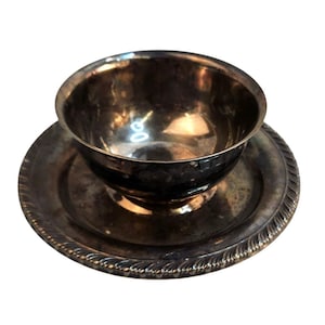 Simeon & George Rogers Silver-Plated Bowl with attached Decorative Plate Set