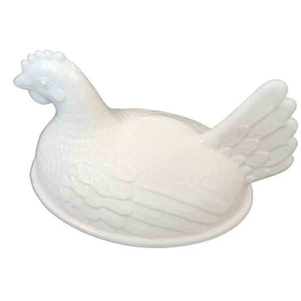 Indiana Milk Glass Hen on a Nest Beaded Edge Covered Trinket Bowl Candy Dish Cover, Lid only