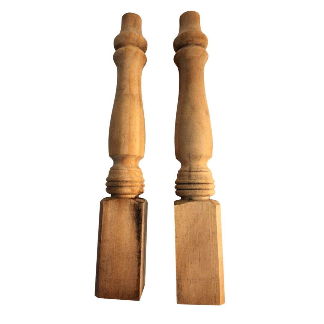 Pair of Unfinished Wooden Furniture Table Legs Set of 2, 15 X 2.5 Inch ...