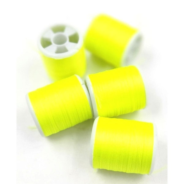 Tigofly Luminous Fly Tying Thread 150D Polyester Fly Tying Thread 5 Spools Yellow 40 Yards