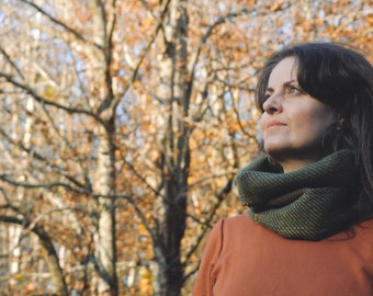 Autumn jadescape snug, large, handwoven in soft lambswool