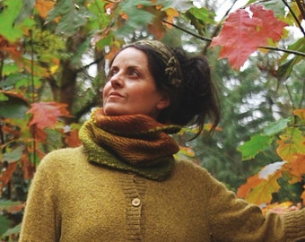 Autumn Sunburst snug handwoven with chunky wool and non-mulesed merino lambswool