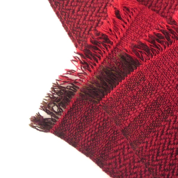 RESERVED for CM: Shades of red herringbone scarf handwoven in soft Alpaca and tweed from Harris