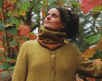 Autumn Sunburst snug handwoven with Iona wool and non-mulesed merino lambswool