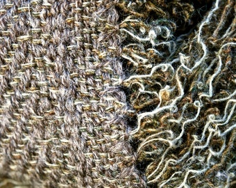 Lichen infinity scarf handwoven from UK Jacob and Shetland wool