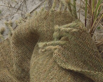 RESERVED for LZ: 2 x Sea Grass shawls handwoven in Scottish Shetland wool (second instalment)