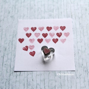 Mini heart rubber stamp. Small heart stamp. UK made. Laser engraved.