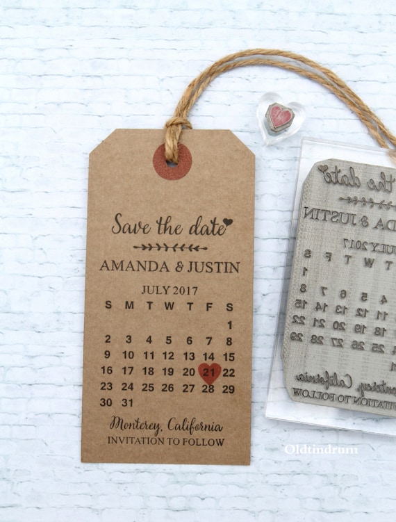 Save The Date Calendar Uk Rubber Stamp Wedding Invitation Etsy