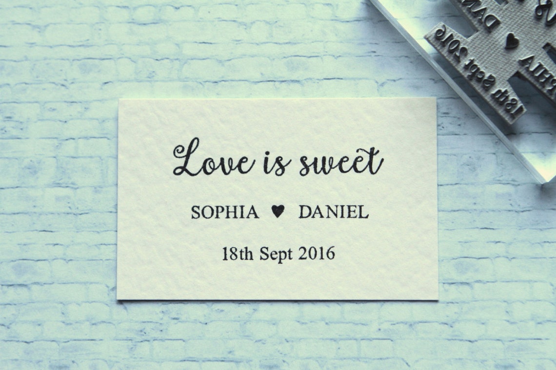 Wedding Rubber Stamp. Love is Sweet. Custom. Personalised. Etsy