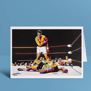 Muhammad Ali vs. Sonny Liston Blank Greeting Card – Fine Art Illustration of Legendary Boxing Match