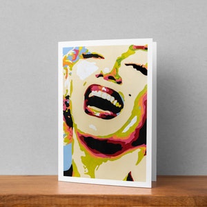 Carte de voeux vierge Marilyn Monroe - Illustration artistique d'une icône hollywoodienne - Cadeau classique pour une star de cinéma