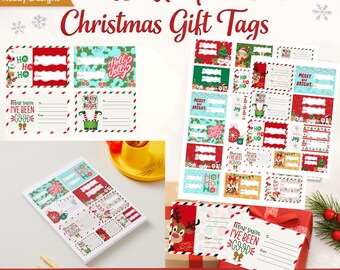 Christmas Gift Tags Printable | Holiday Gift Labels | Digital Download Xmas Tags | Cute Santa & Reindeer Gift Tag Set | Instant Download