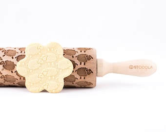 SHEEP - Embossed, engraved rolling pin for cookies