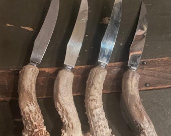 Vintage Deer Antler Crown Knife Set