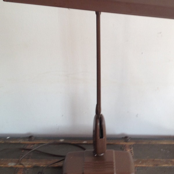 Vintage Industrial Brown Dazor Floating Arm Drafting Lamp
