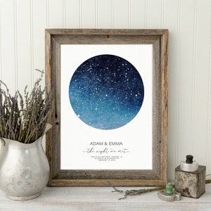 Custom Star Map 1st Anniversary Gift Anniversary Night Sky Custom Gift for Him Constellation Print Gift from Wife Engagement Gift