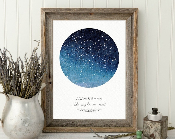 Custom Constellation Map, Star Map Print, Frames Available, Star Map Art, Constellation Map Baby, Wedding Gift Couple, Anniversary Gift