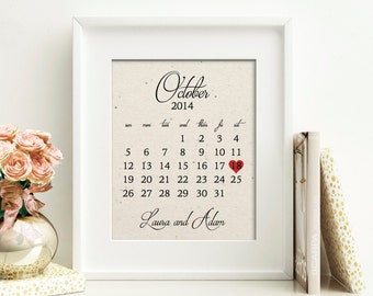 Wedding Calendar | Cotton Wedding Anniversary Gift | 2 Year, 2nd Anniversary Gift | ANY Anniversary Gift | 2nd Anniversary Husband Wife