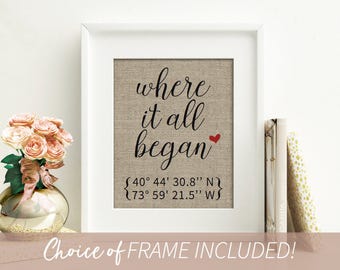 Where It All Began Engagement Gift | Anniversary Gifts for Boyfriend | Custom Coordinates | Coordinates Sign | Anniversary Gifts for Husband