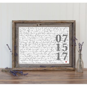 Framed Wedding Song Lyrics | Paper Anniversary Gift for Her | Unique Wedding Gift for Bride