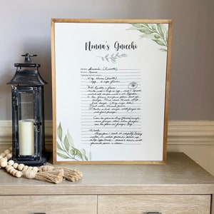 Your Handwritten Recipe Wood Sign Recipe Gift Custom Handwriting Sign Framed Canvas Recipe Sign Recipe Decor Family Recipe Wall Hanging