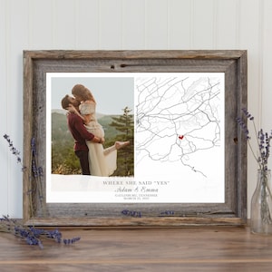 Regalos de boda, regalo de compromiso para pareja, regalo de mapa de dónde nos conocimos, dónde dijo que sí, ubicación de mapa personalizado, regalo de San Valentín