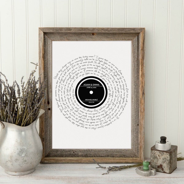 Wife Birthday Milestone Gift from Wife Anniversary Gift Personalized Record Print Custom Print Vinyl Poster Record Song Lyric First Dance