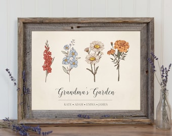 Birth Flower Personalized Gift | Personalized Garden Print | Christmas Gift | Personalized Gift For Her | Gifts For Her | Grandma Gift