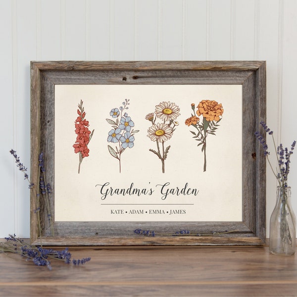 Birth Flower Personalized Gift | Personalized Garden Print | Christmas Gift | Personalized Gift For Her | Gifts For Her | Grandma Gift