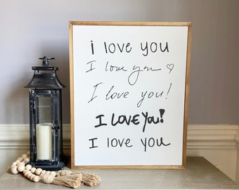 I Love You Gift - Family Handwriting Sign Gift - Personalized Gift - Unique Family Gift Idea - Valentines Gift Ideas - I Love You Sign