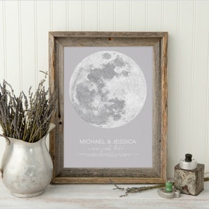 Custom moon print, Personalized Moon Phase Print, Keepsake Gift, Moon by date wall art, Unique Wedding Gift, Moon Phase Gift, Gift for Him