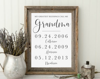 Family Tree Grandkids Name Sign | Grandkids Names Personalized Grandchildren Names Gift | Gift For Grandparents | Names Of Grandchildren